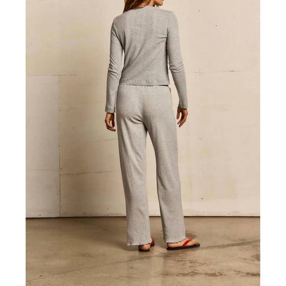 NEW PERFECTWHITETEE lila pointelle cardigan in heather grey - Picture 6 of 7